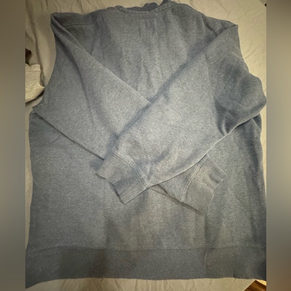 Blue Cotton Quarter-Zip Sweatshirt w/ Kangaroo Pockets & Vent Holes. XL. - Picture 4 of 7